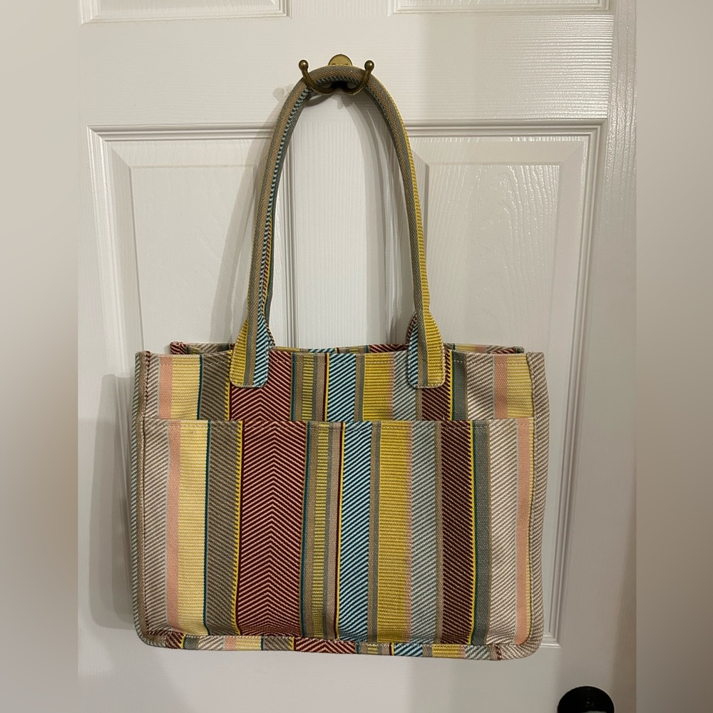 Vince Camuto Multi-Color Stripe Canvas Tote